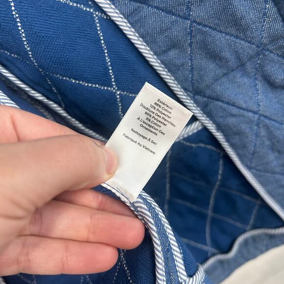 Classic Quilted Denim Jacket Talbots Blue Tweed Trim Size 12 - Picture 7 of 10